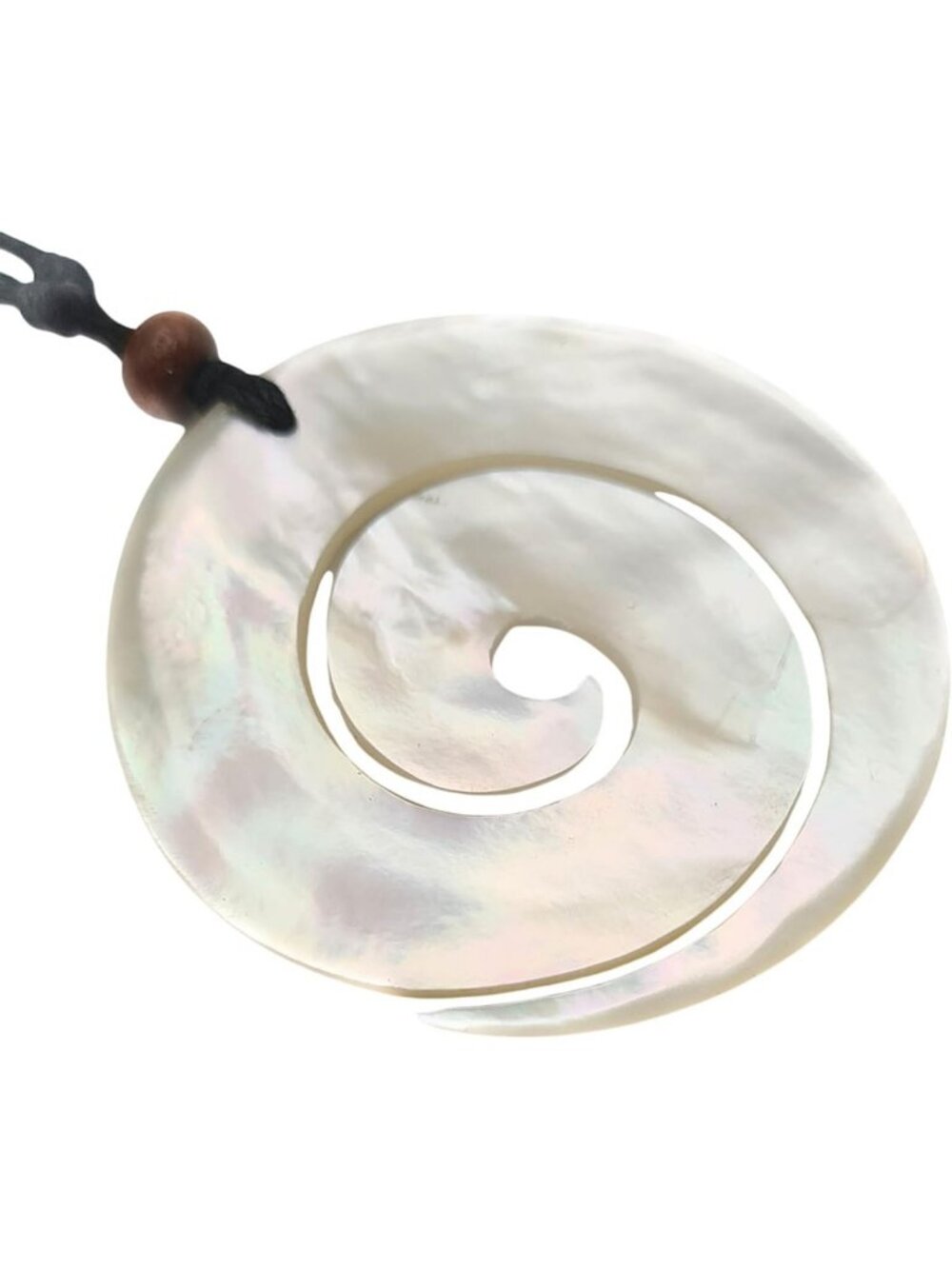 Handcrafted Adjustable Mother of Pearl Spiral Pendant Necklace | Lightweight
